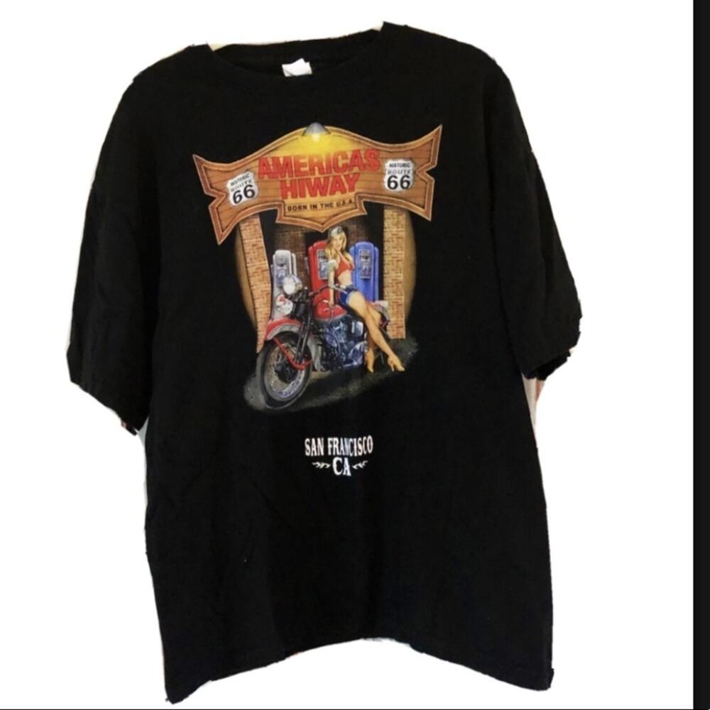 Black Graphic T-shirt America’s Highway Route 66 Biker Rider Festival xl